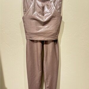 Old Navy Metallic Taupe Workout Set
